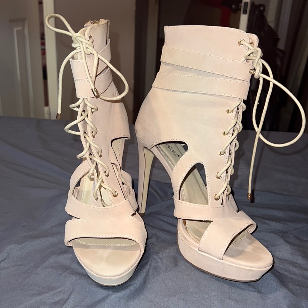 Tan heeled booties